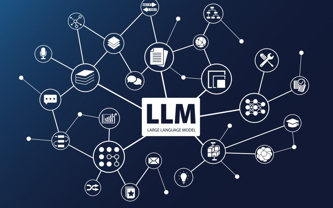 Large Language Model diagram on a blue background