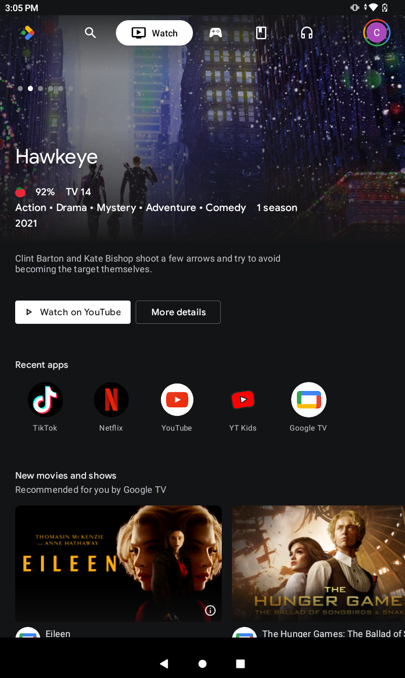 The Google Discover page of the Lenovo Tab M9