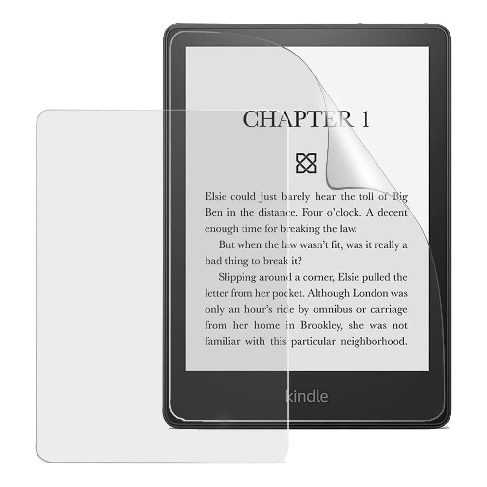 Miimall PET Matte Screen Protector for Kindle Paperwhite, overlayed views