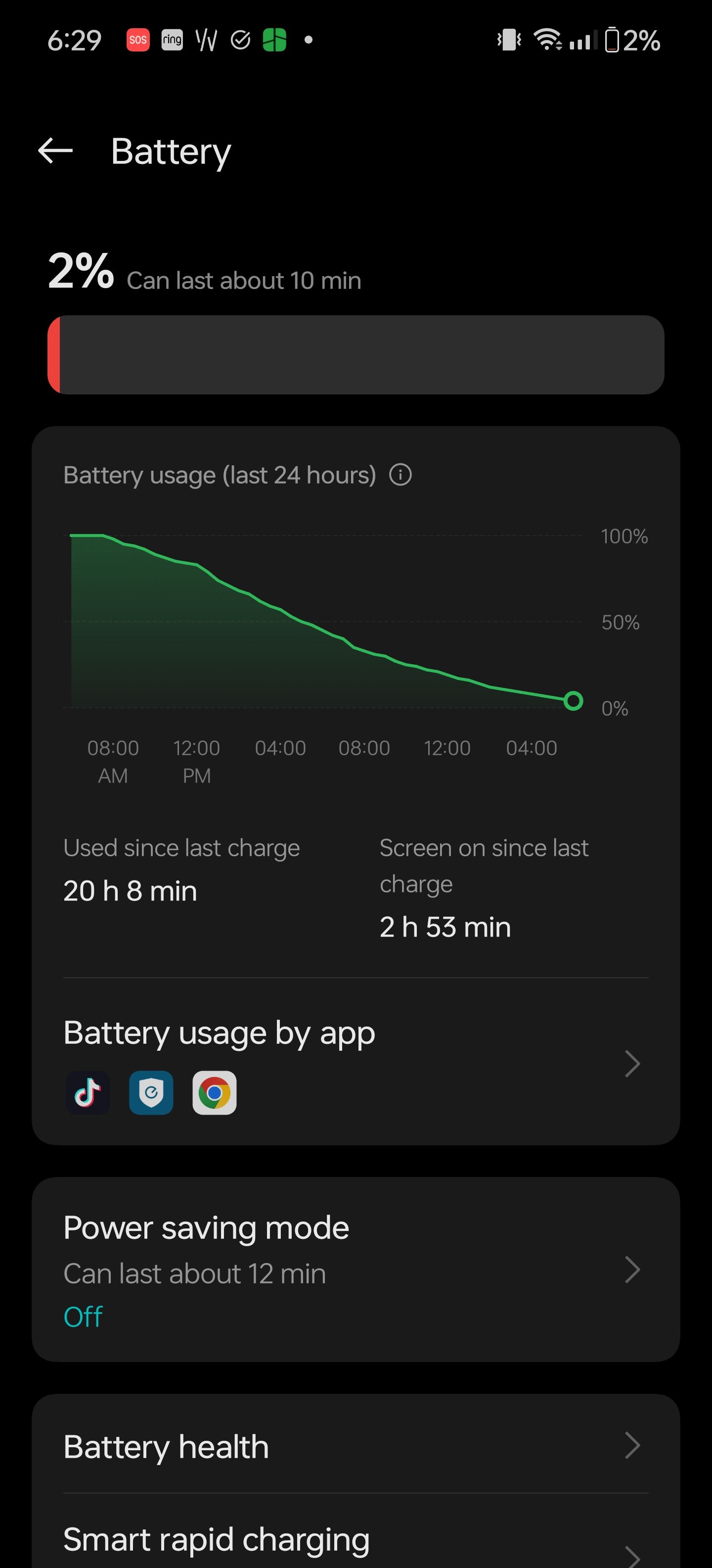 OnePlus 12 battery usage screenshot