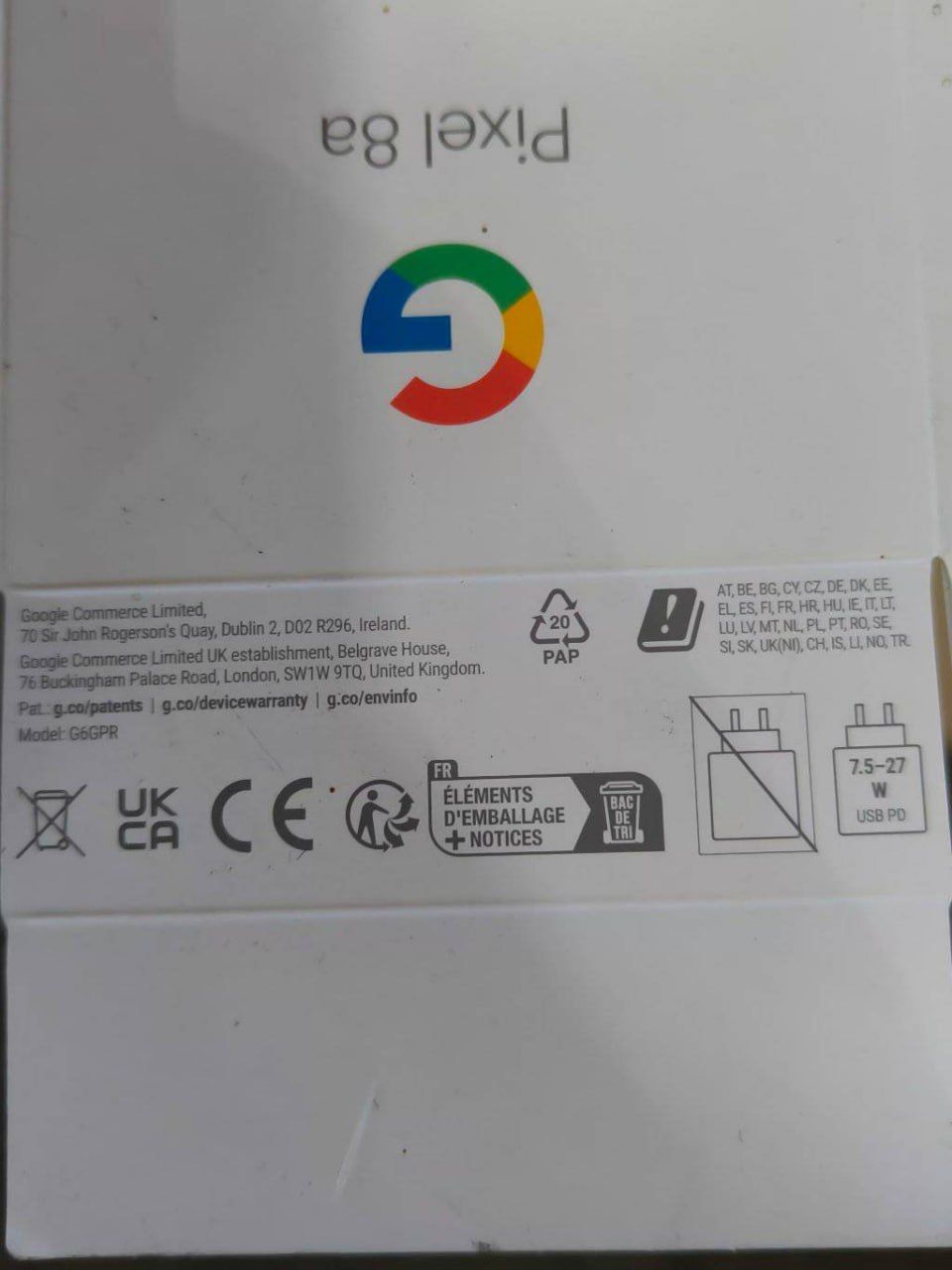 Leaked Pixel 8a retail box