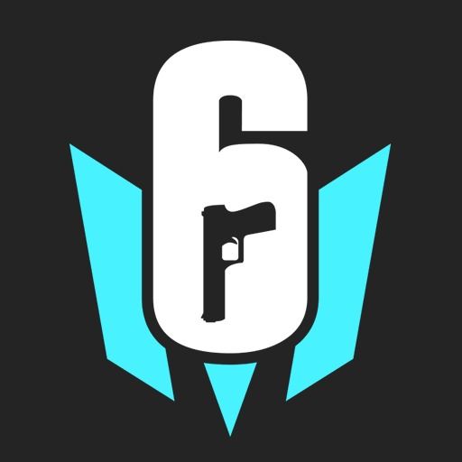 play store square icon of rainbow six mobile with a gun embedded into the number 6