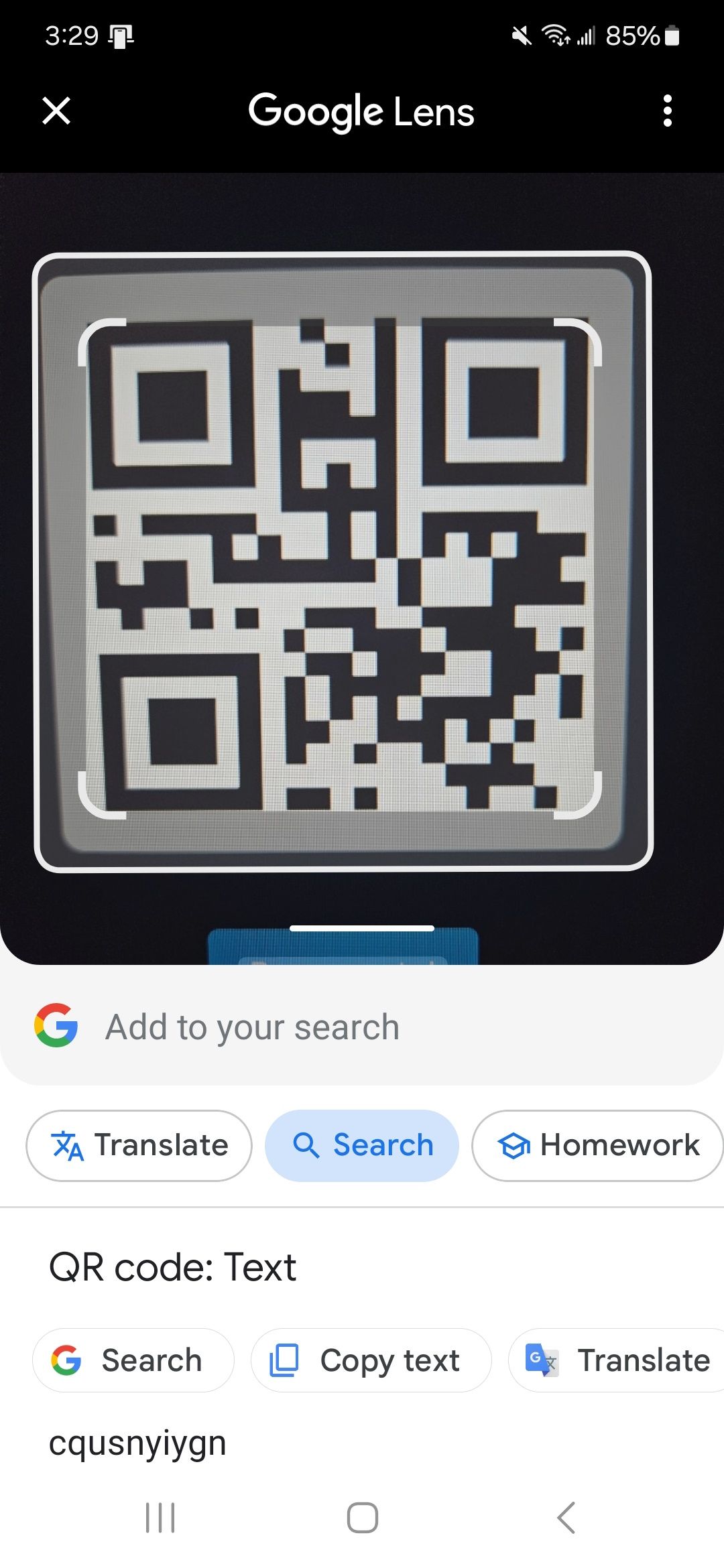 QR code scanner in Google Photos