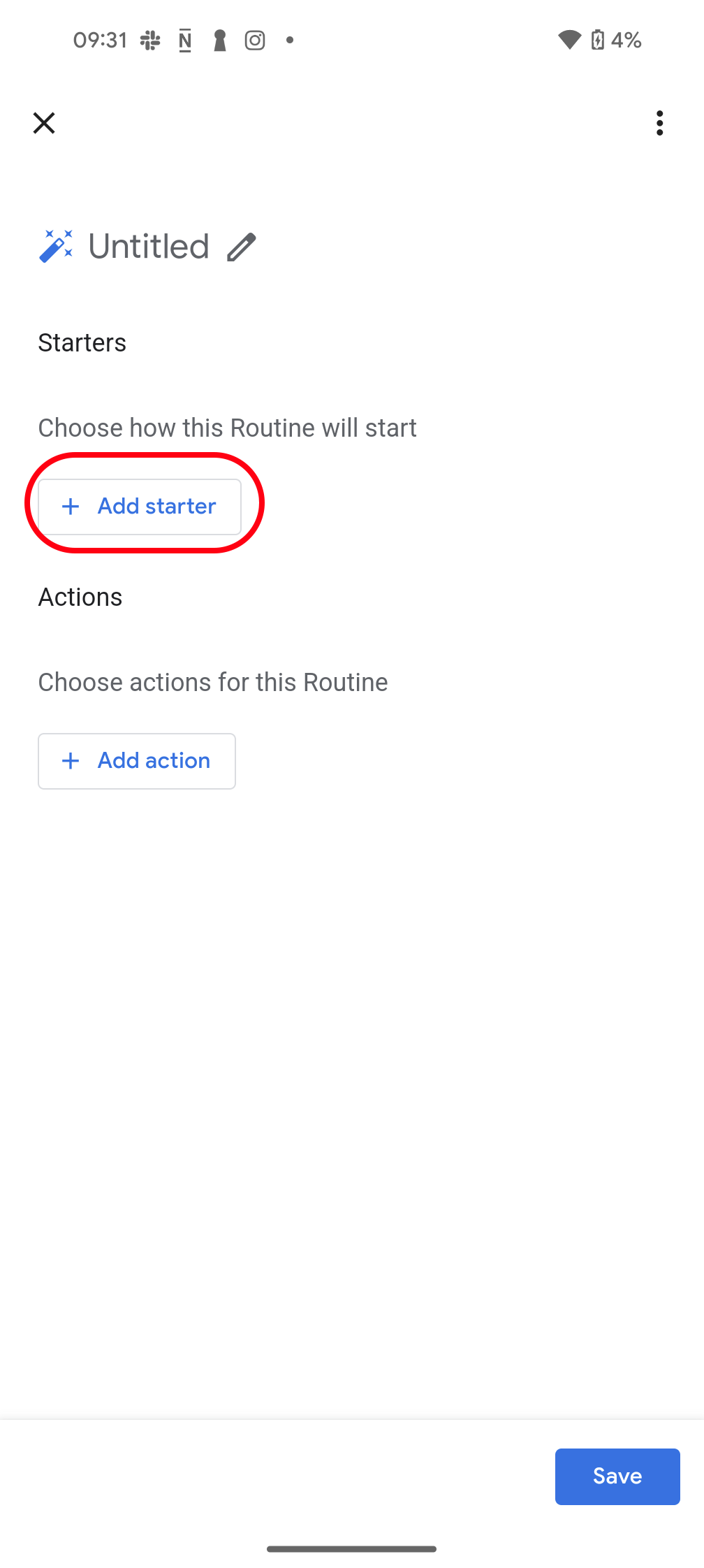 Adding a routine starter in Google Home