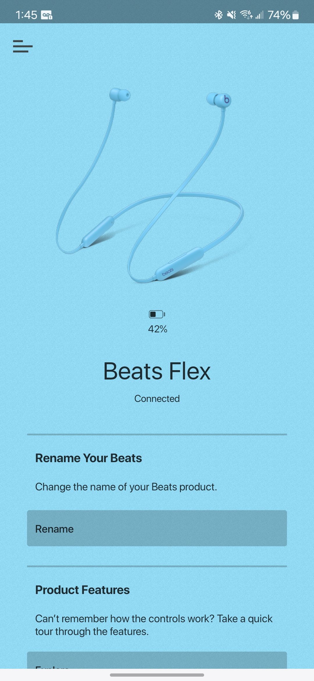 Beats Flex app home screen