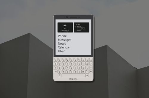 The Minimal Phone render on dual tone grey background screen up