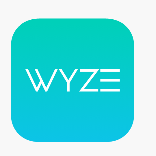 Wyze logo, white letters saying 'WYZE' in blue-green gradient square