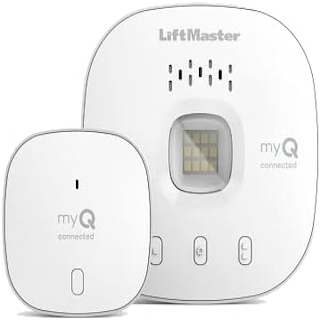 Liftmaster myQ Smart Garage Control and sensor on white background