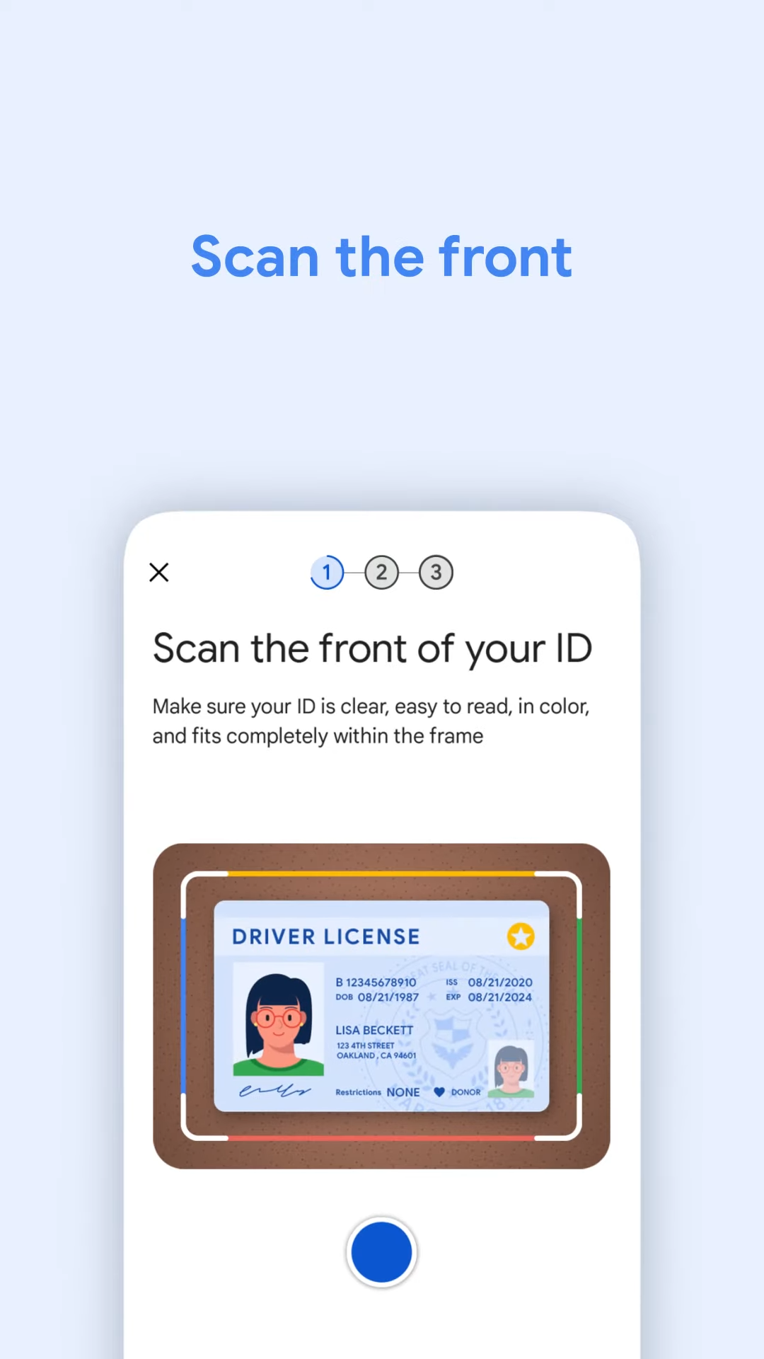 google wallet app ID scanning tool