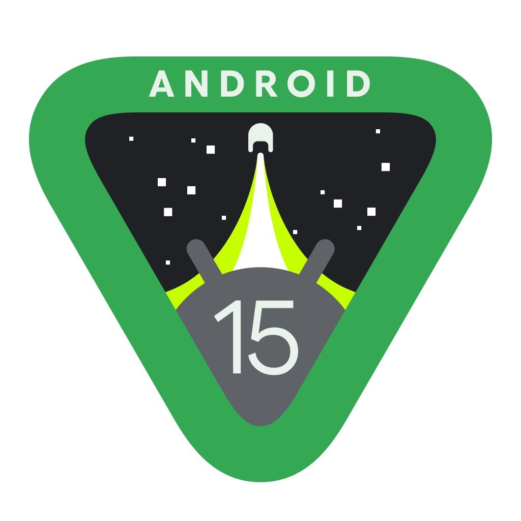 The triangular Android 15 logo