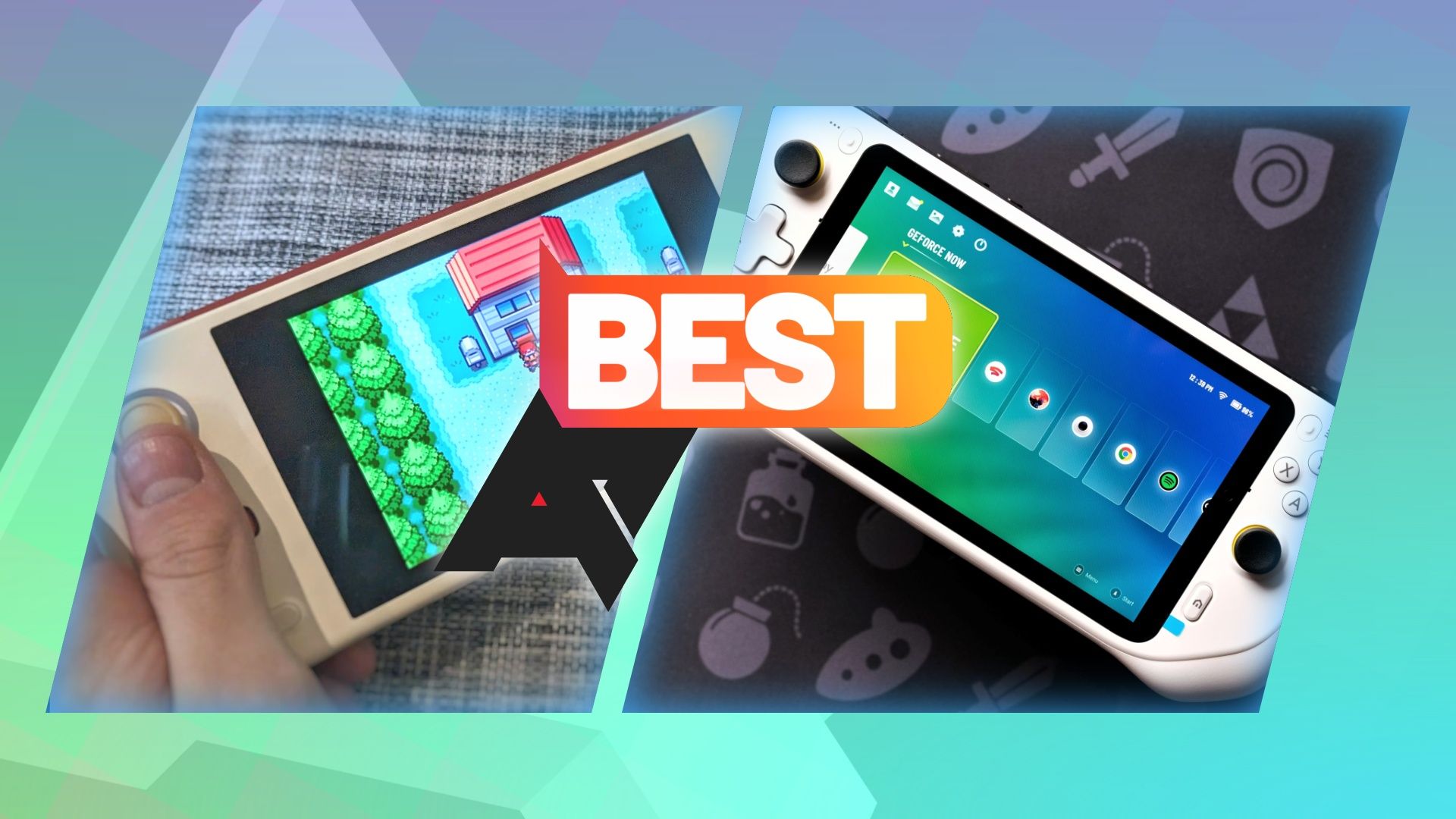 Photos of two Android gaming handhelds with an AP Best logo