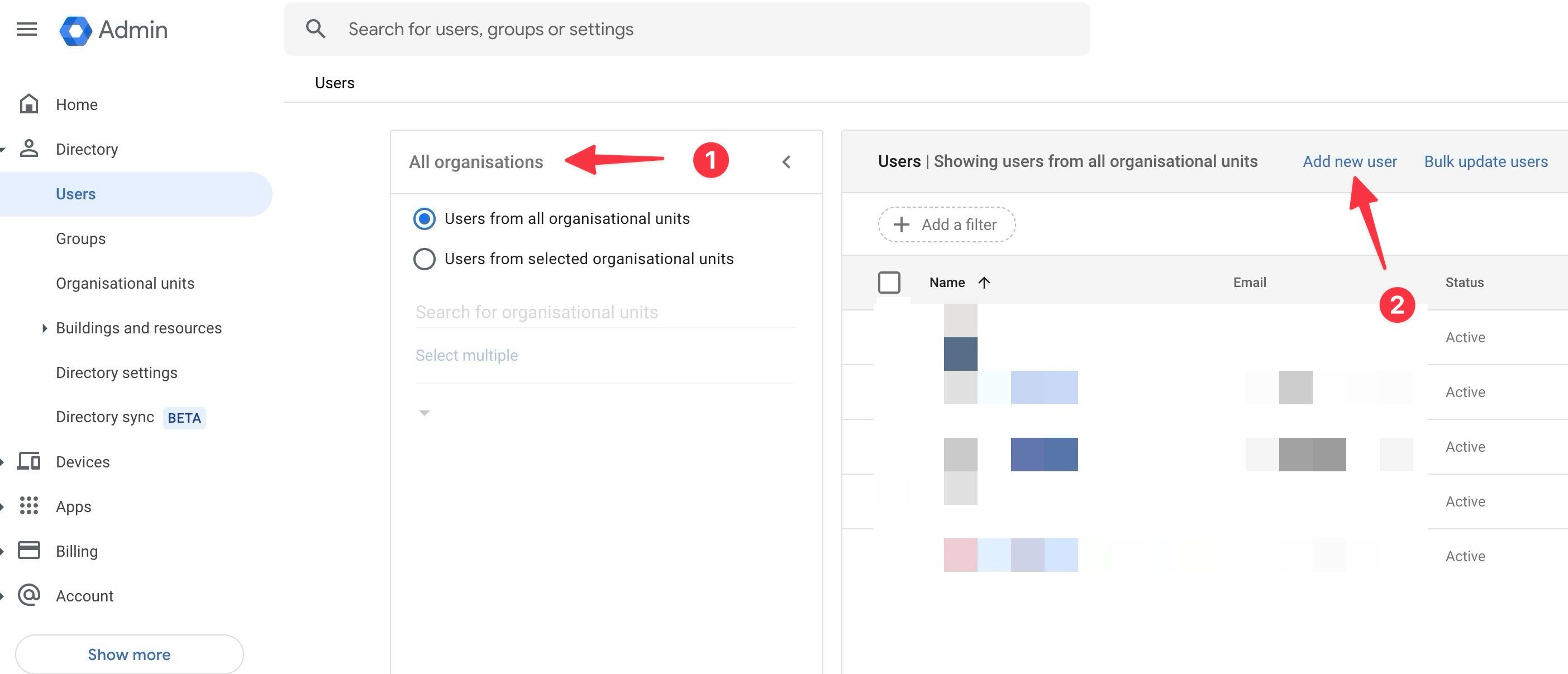 Add new users to the Google Workspace admin console