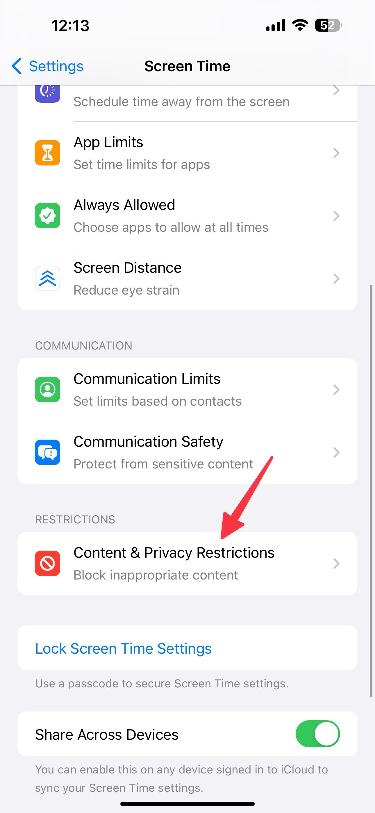 content restriction on iPhone