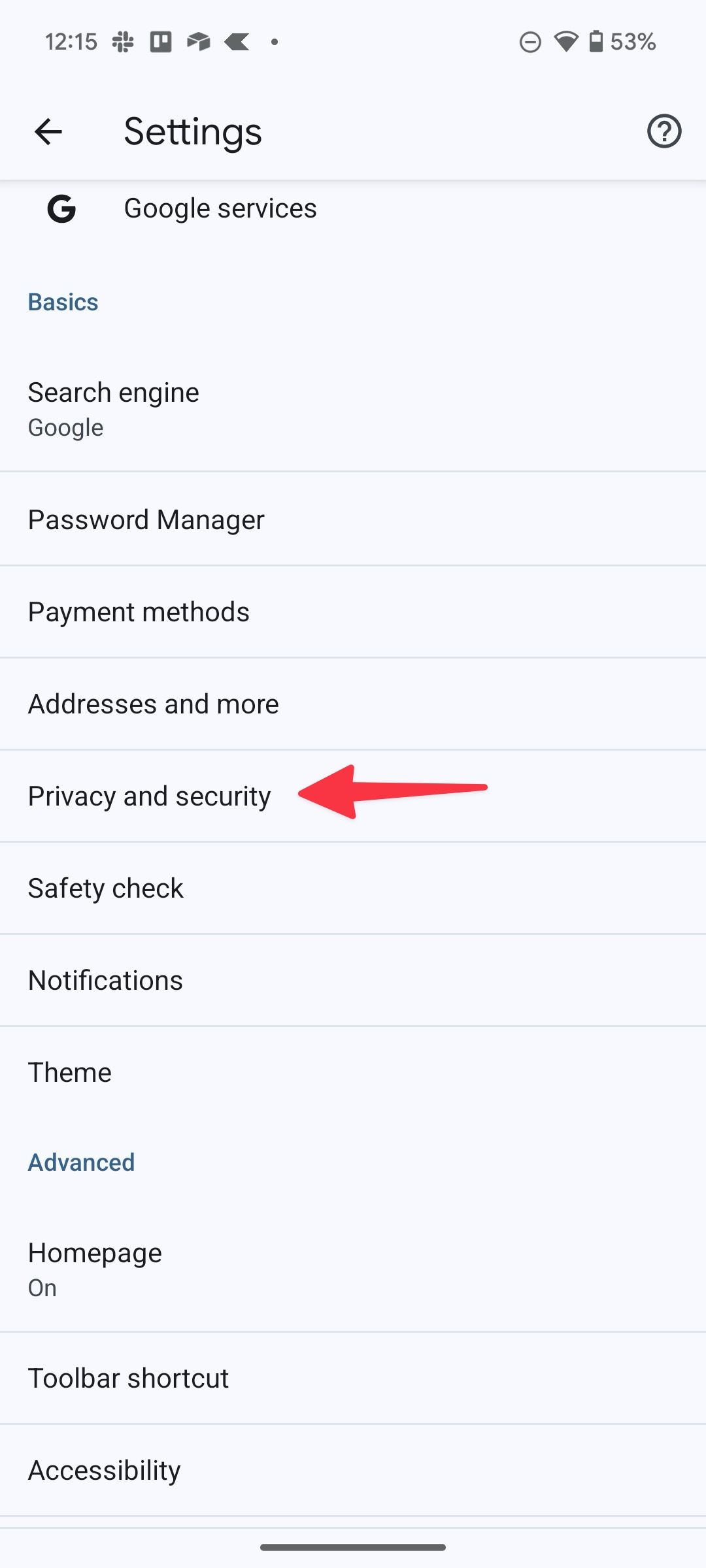 privacy on Chrome for Android