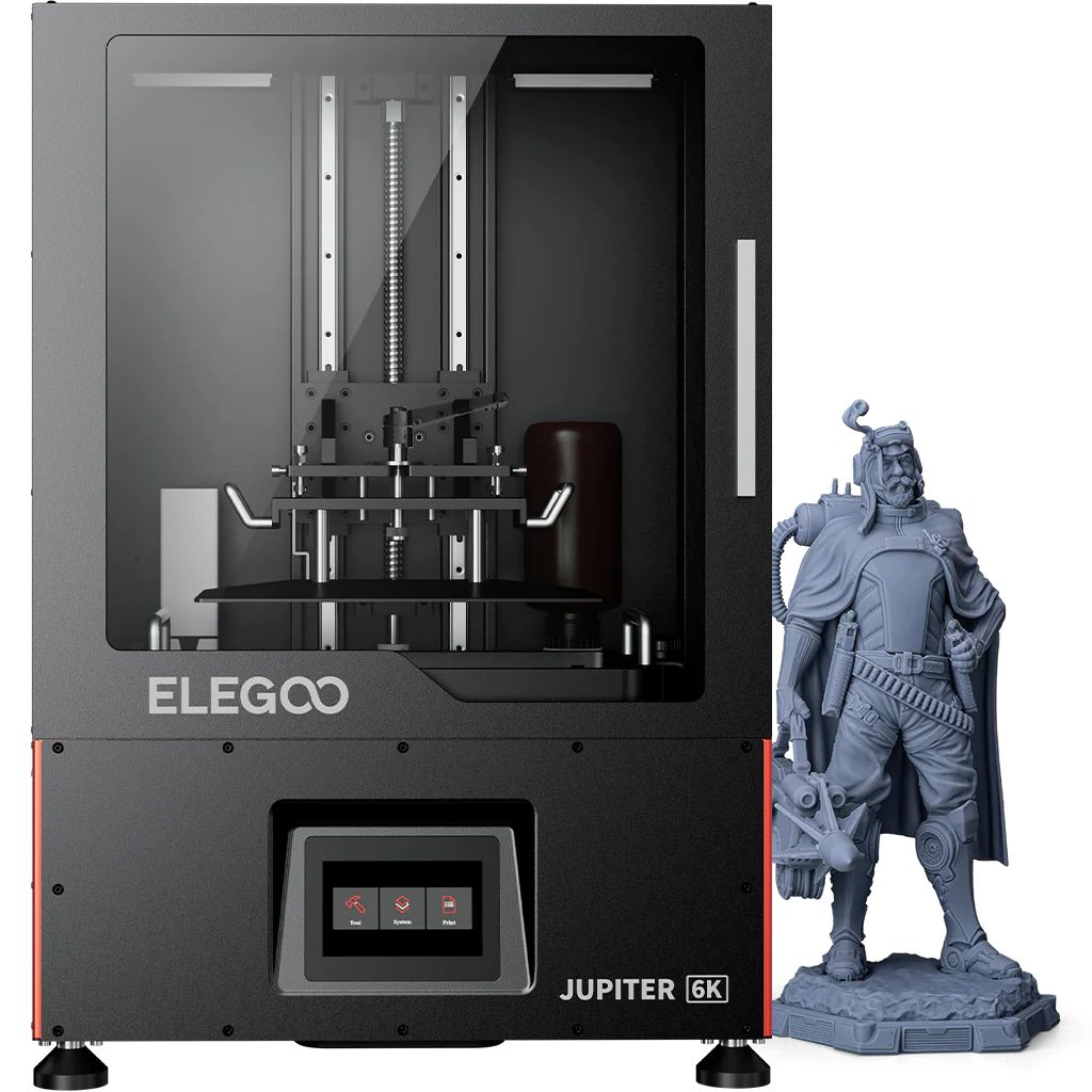 Elegoo Jupiter 6k, front view with print project