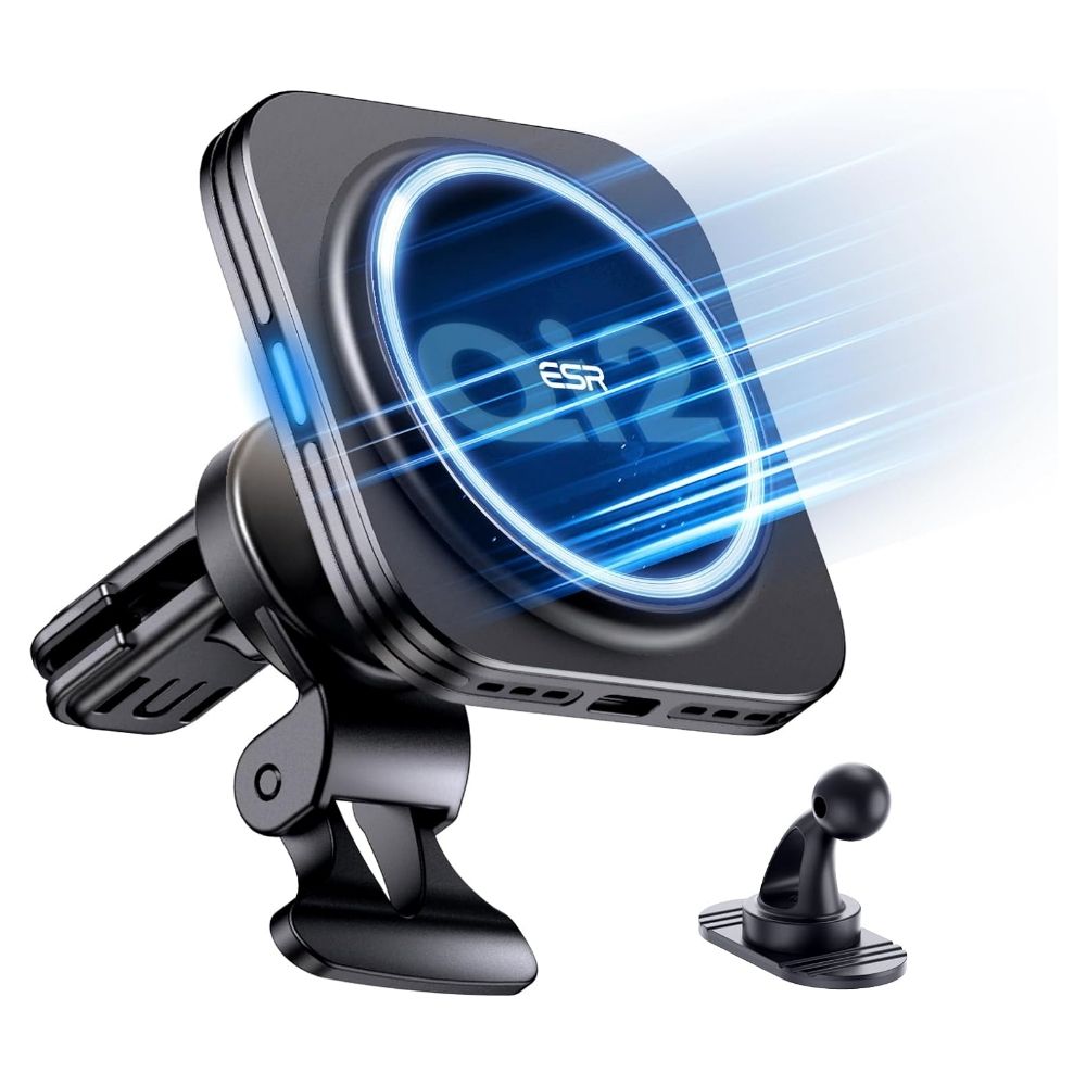 ESR Qi2 Magnetic Wireless Car Charger, angled view