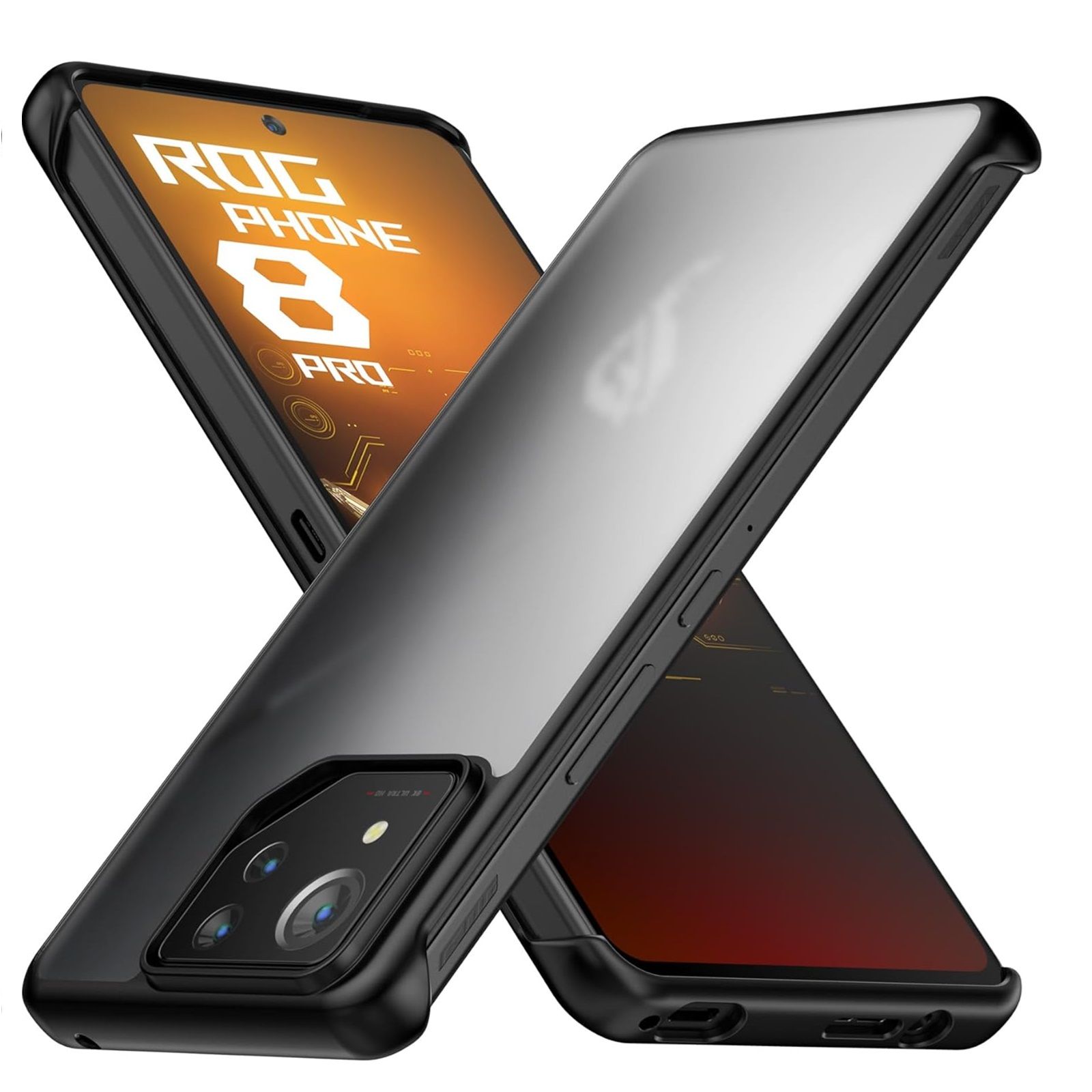 Foluu Borderless Case for Asus ROG Phone 8 Pro, front and back views