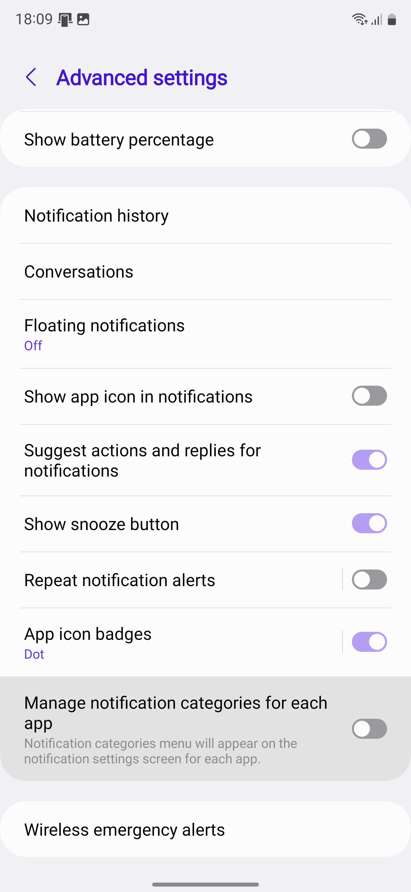 enable notification categories on Galaxy S24