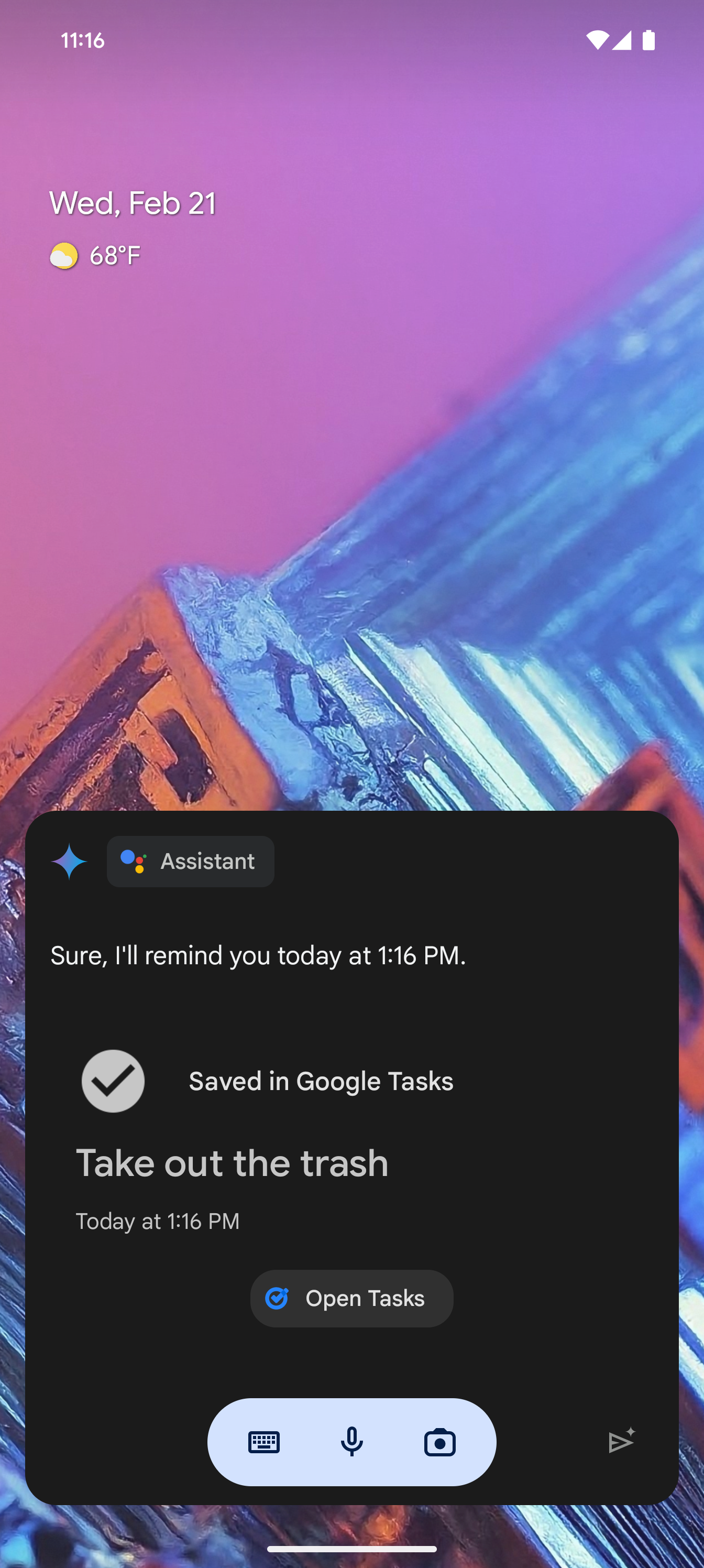 Screenshot of Google Gemini setting a reminder