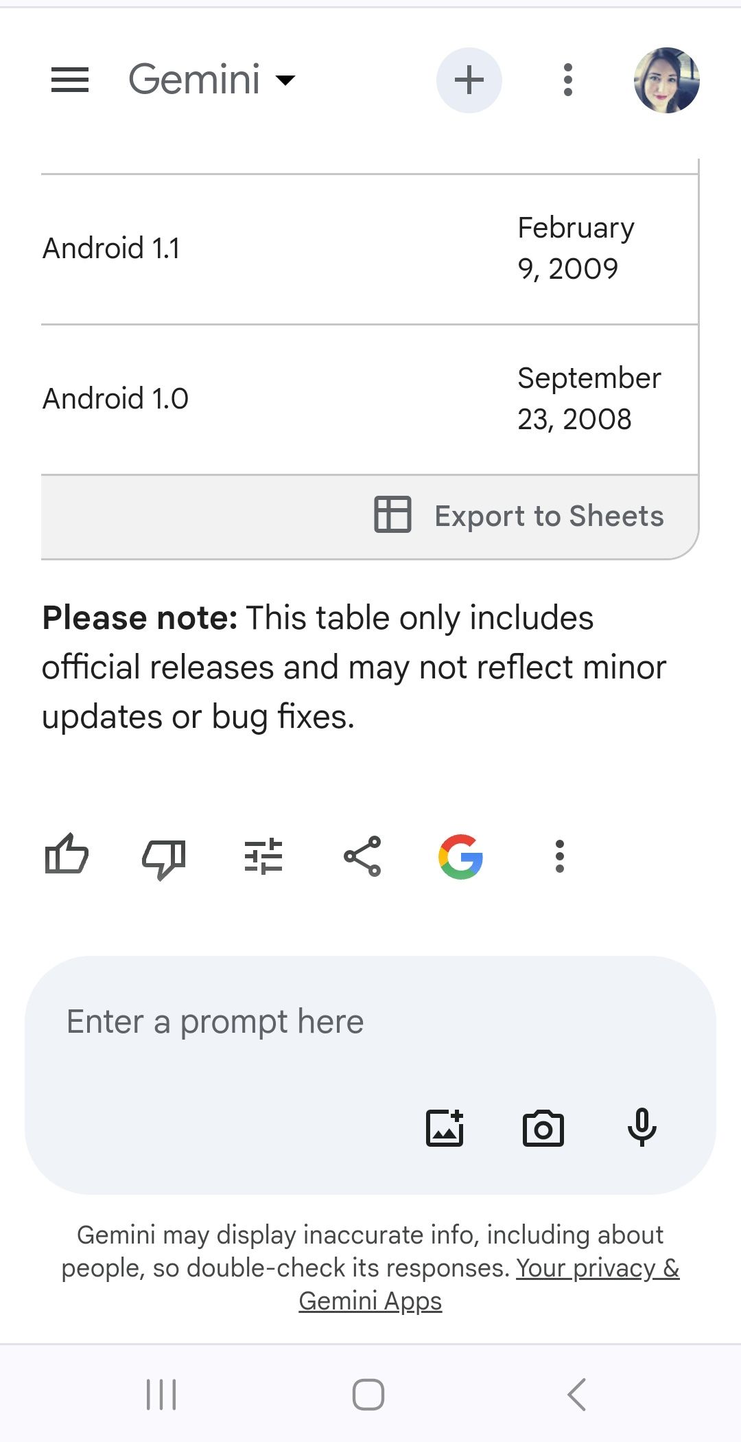 export to sheets button linked to table response