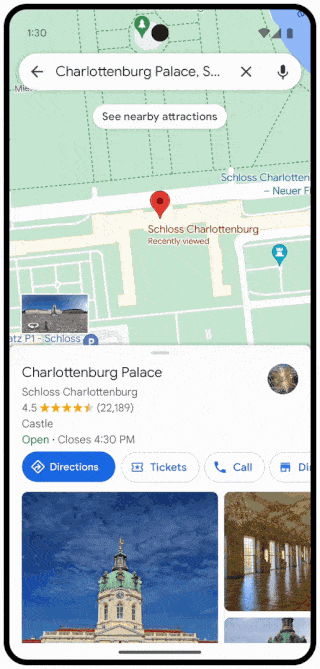 An animation of glanceable directions in action on Google Maps