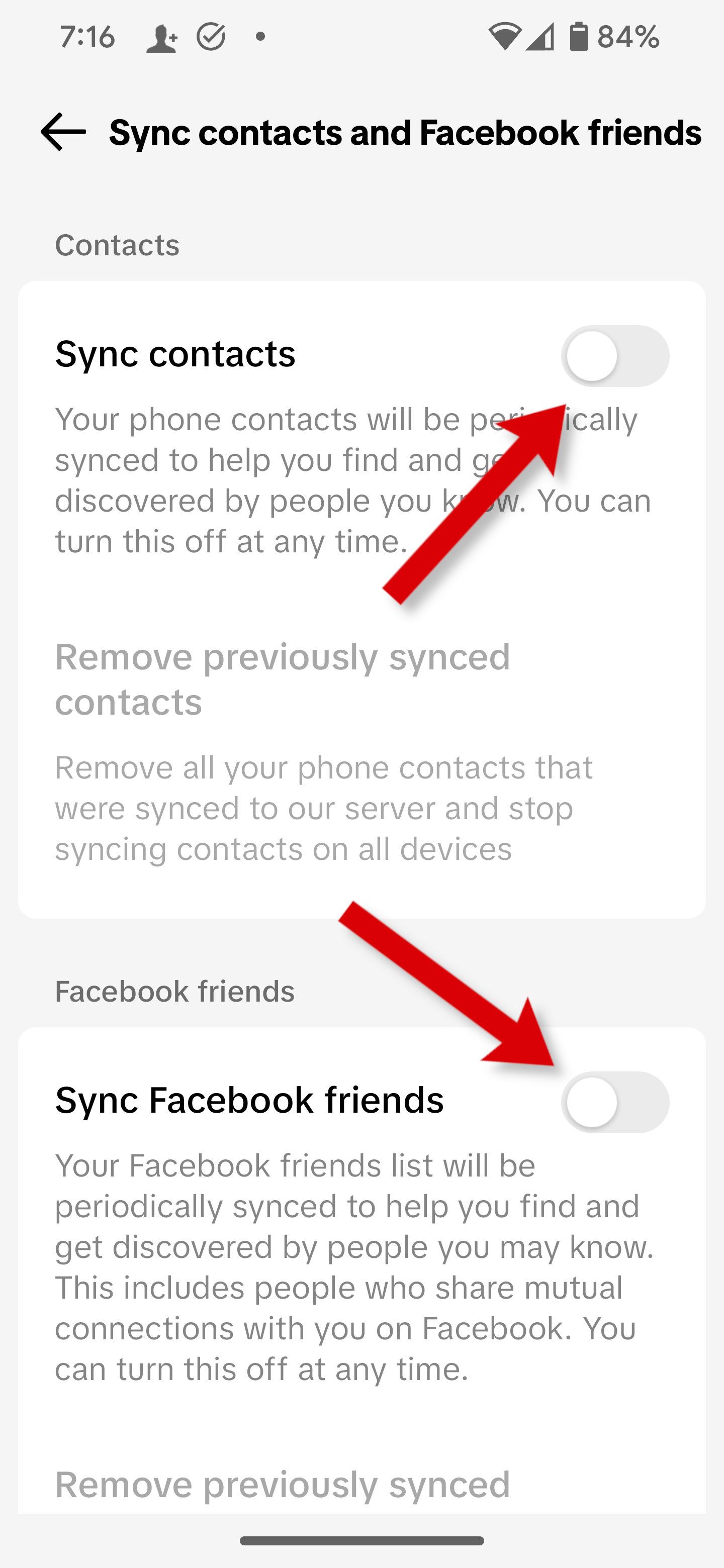 How to disable your TikTok contact sync.