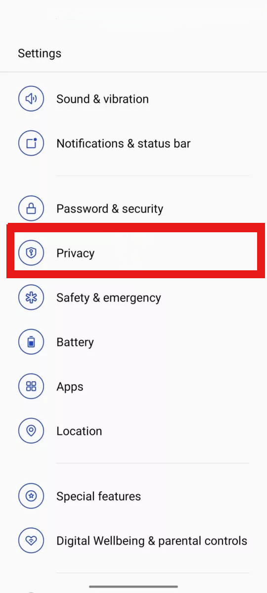 A screenshot of the settings page on a OnePlus phone.