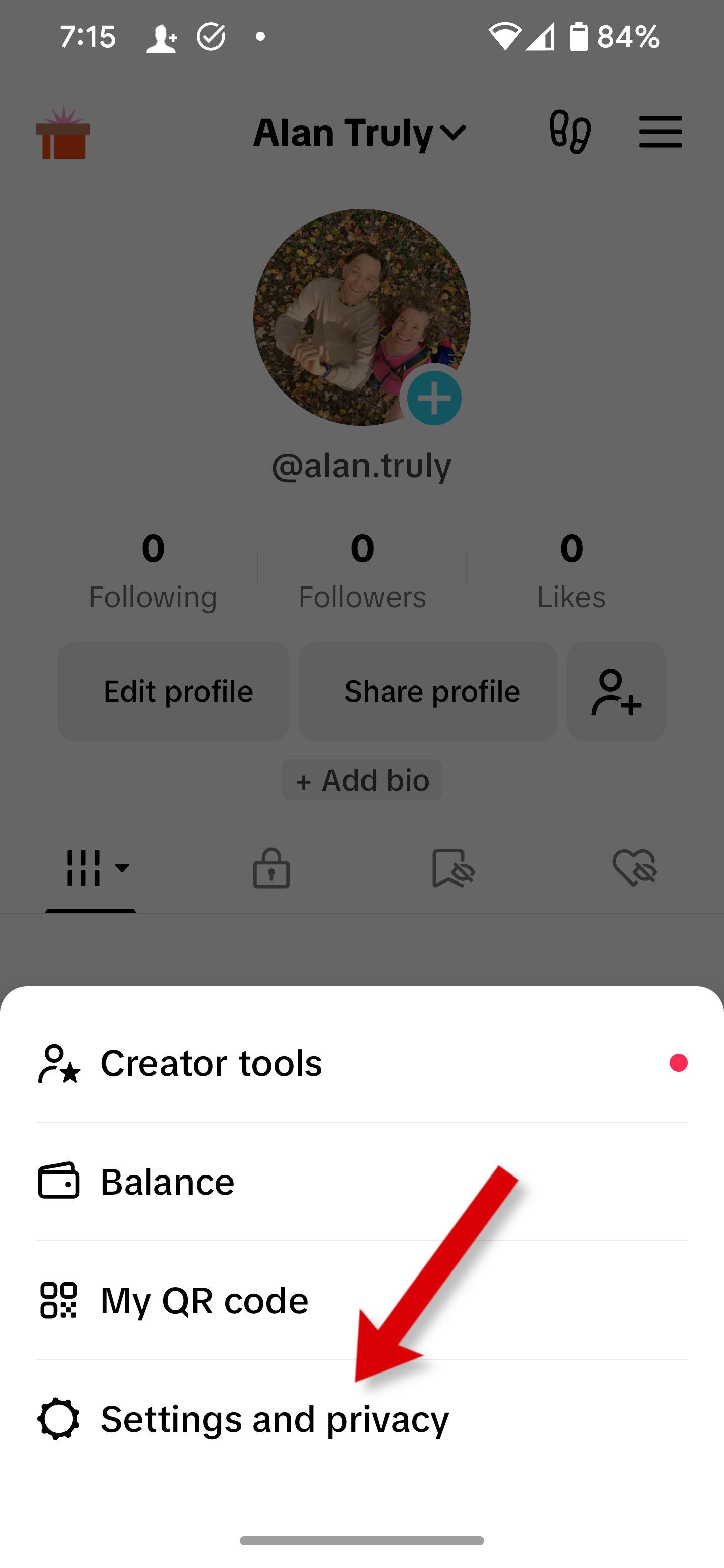 How to open your TikTok settings.