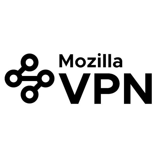 Black Mozilla VPN logo and product name against a white background