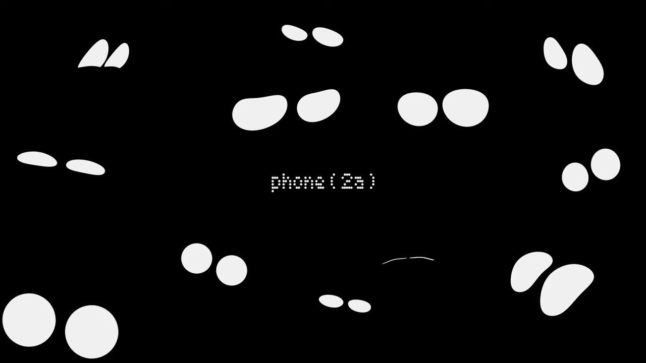 Nothing Phone 2a teaser with eye-shaped white forms around the brand name