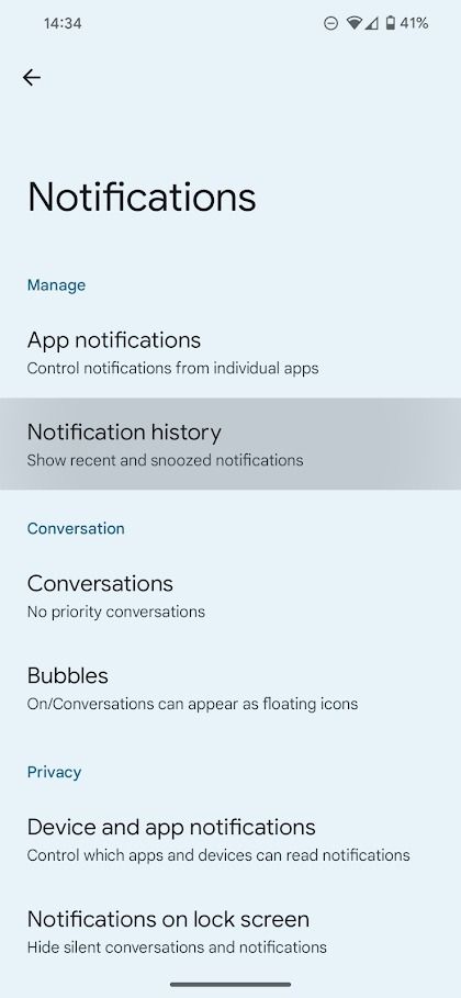 pixel settings app notifications settings