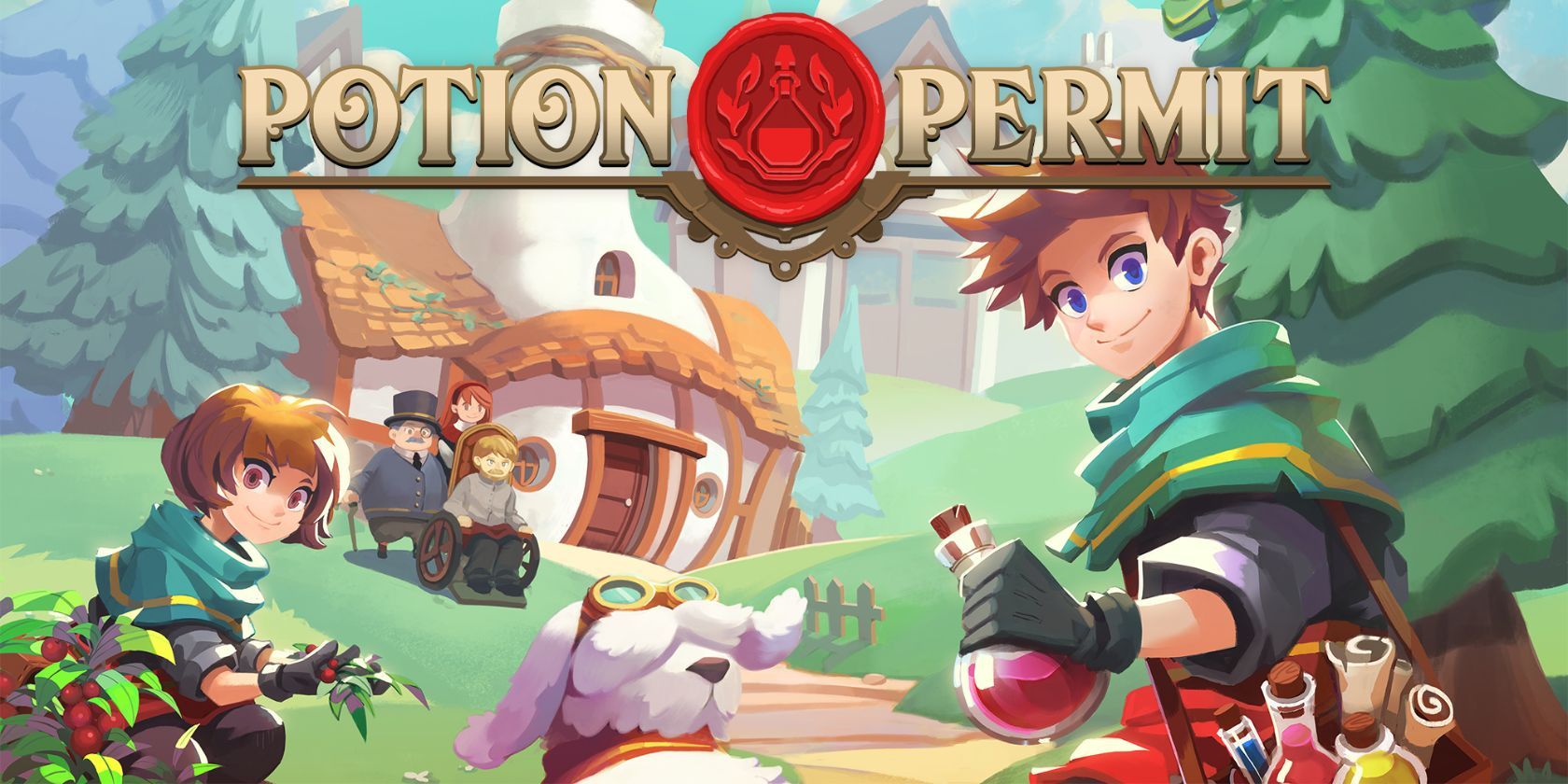 two cartoon characters from potion permit game with game logo overlayed