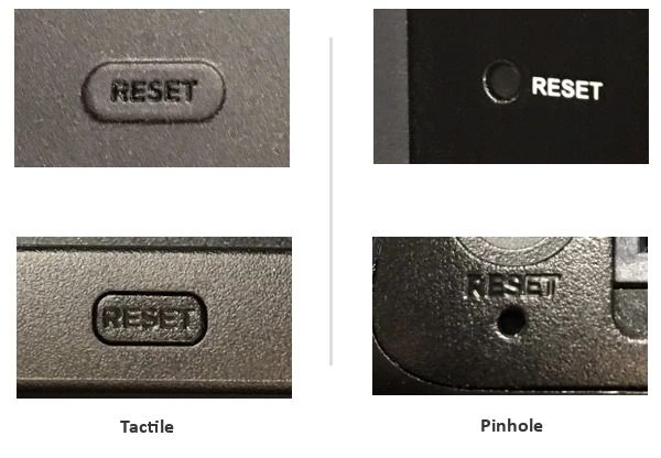 Image showing different types of Roku Factory reset buttons