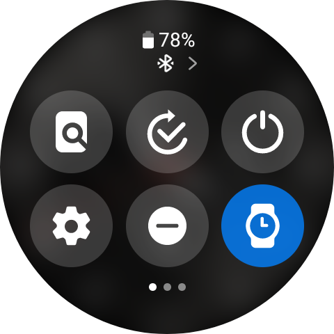 Screenshot of the Samsung Galaxy Watch Quick Access menu