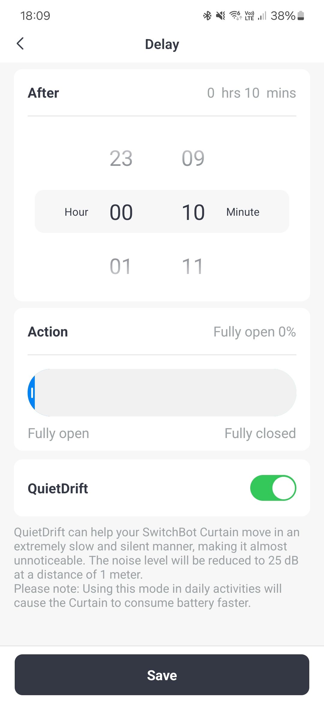 Screenshot of SwitchBot 3 showing the timer