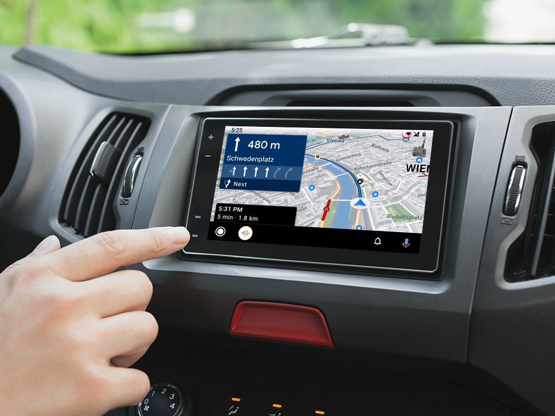 Screenshot of the Sygic app in Android Auto