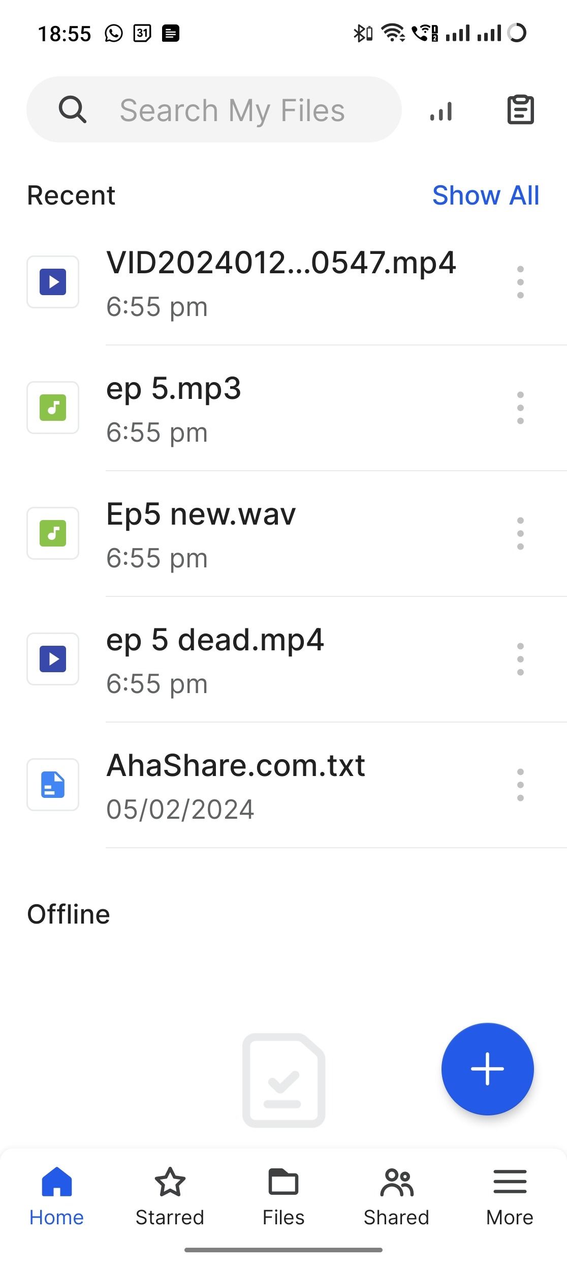 The main tab of the BeeFiles app on the Synology BeeStation on Android