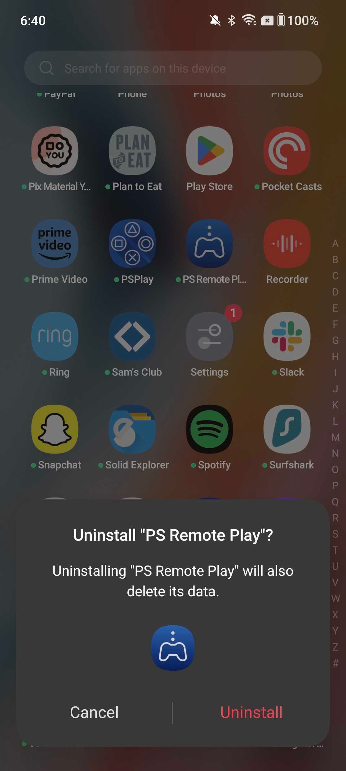 prompt to uninstall the open oneplus application