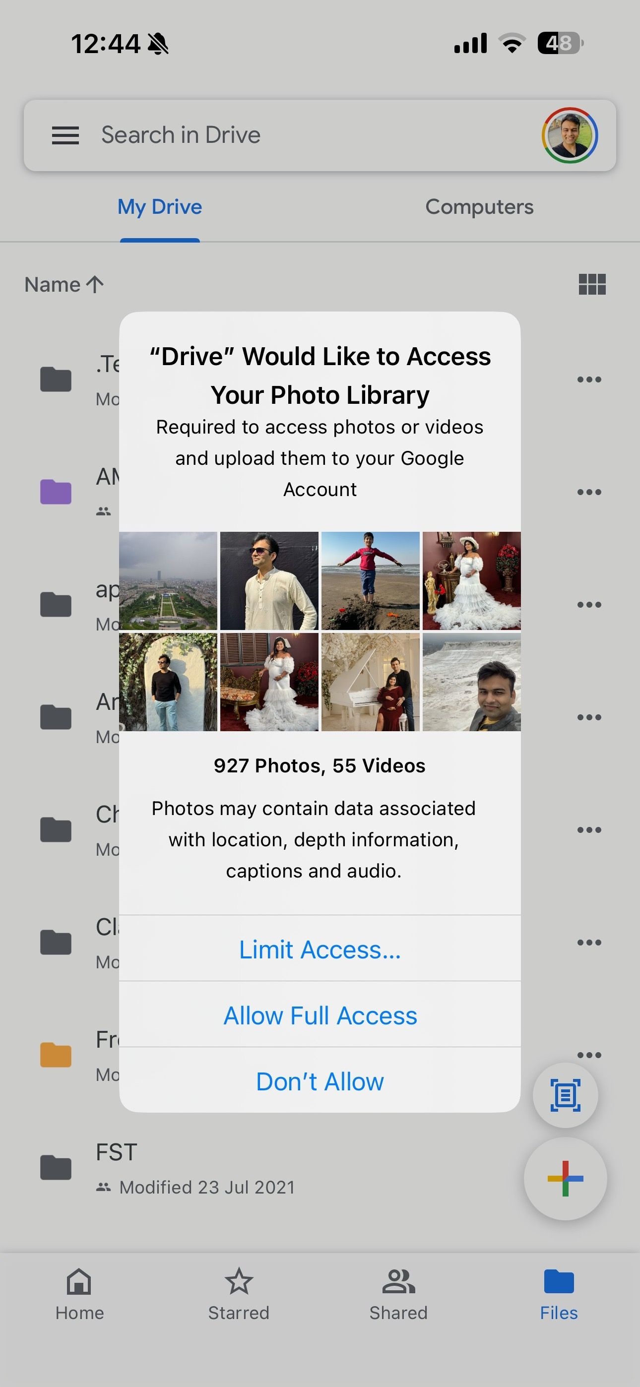 give media access to drive on iPhone