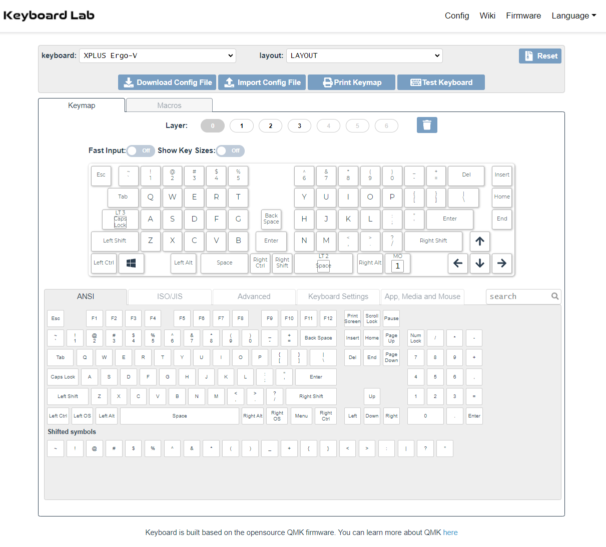 Screenshot of the UI which allows remapping the keyboard's keys 