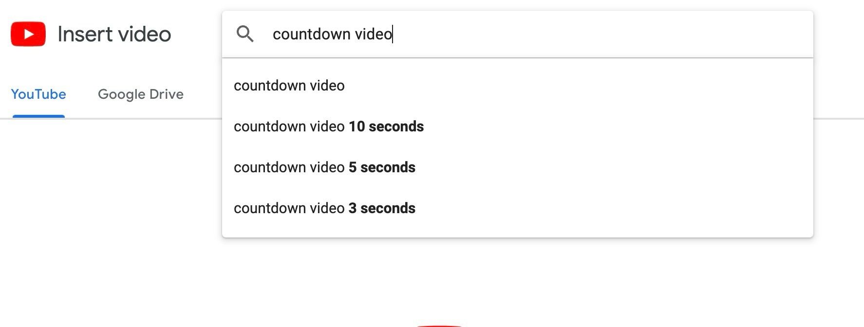 search for countdown video in Google Slides