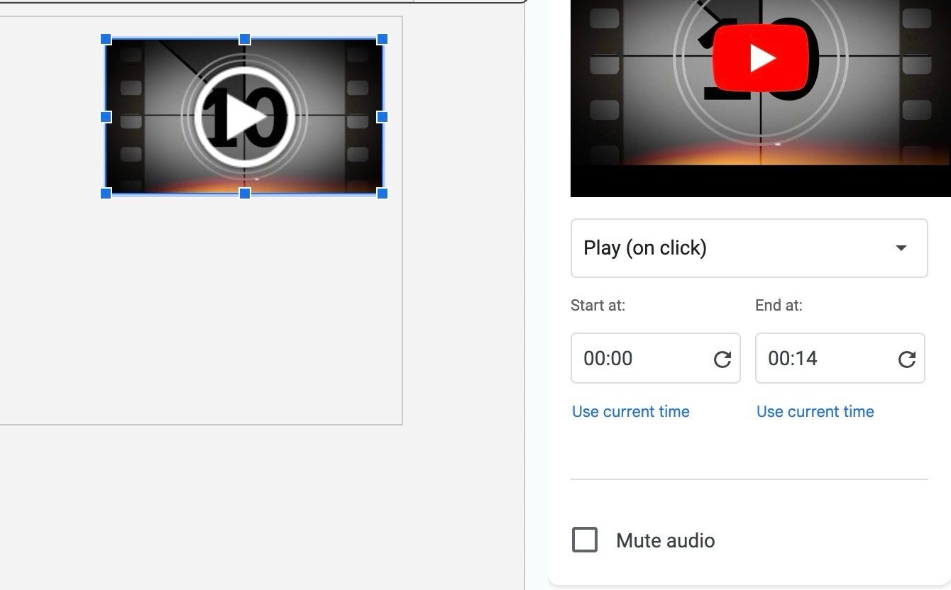 video format options in Google Slides