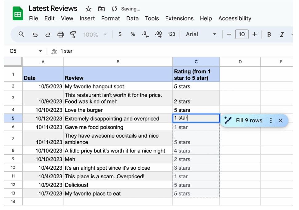 Gemini Advanced AI assistance inside Google Sheets