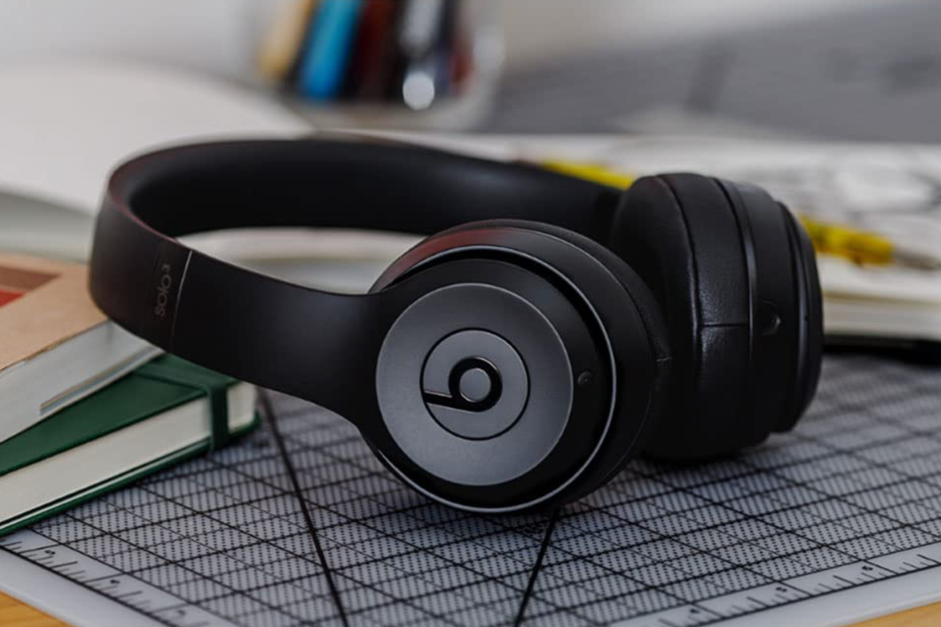 Beats Solo3 Wireless On-Ear Headphones on desk