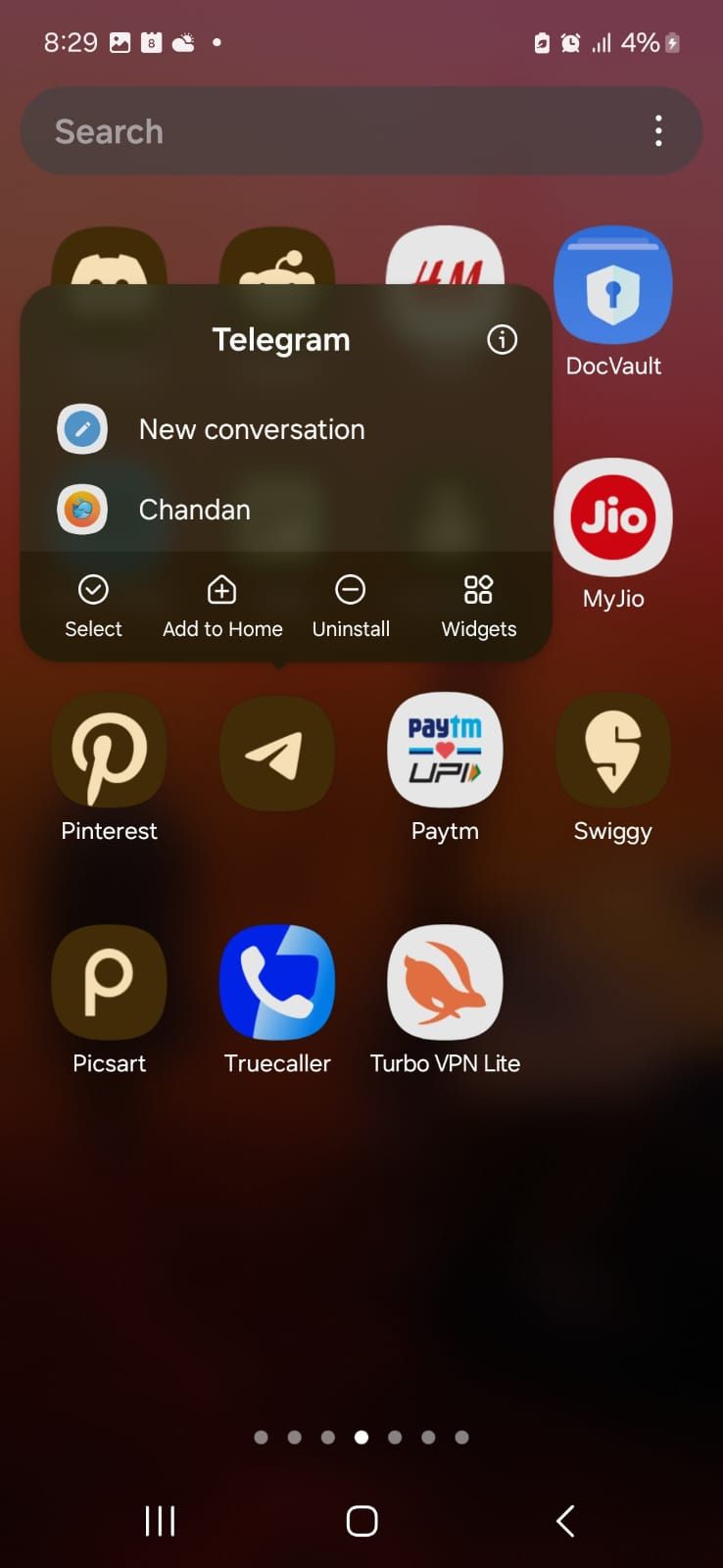 A screenshot showing the Telegram app in the Samsung app gallery