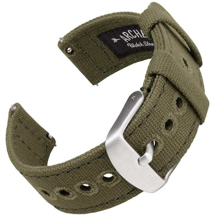 archer canvas watch strap, angled view on a white background