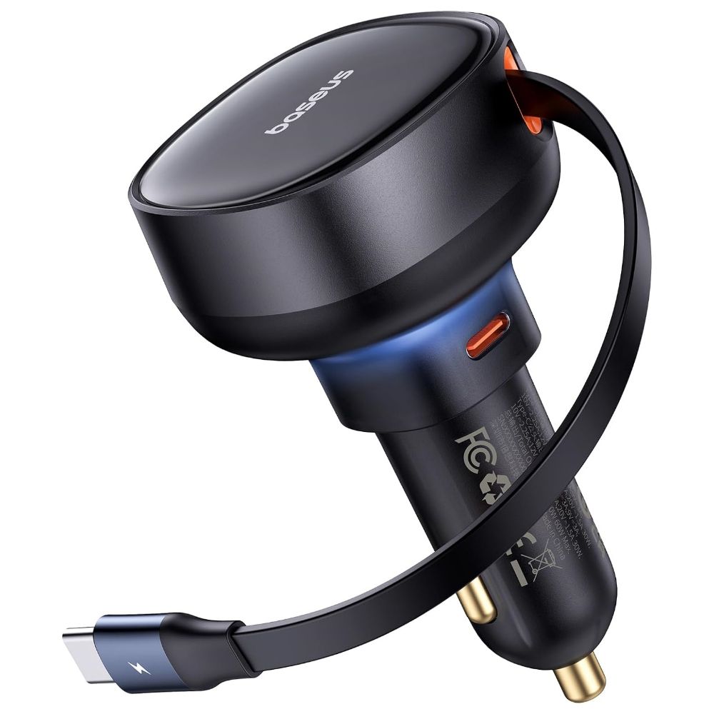 Baseus Enjoyment Pro 60W Car Charger, with curved cord