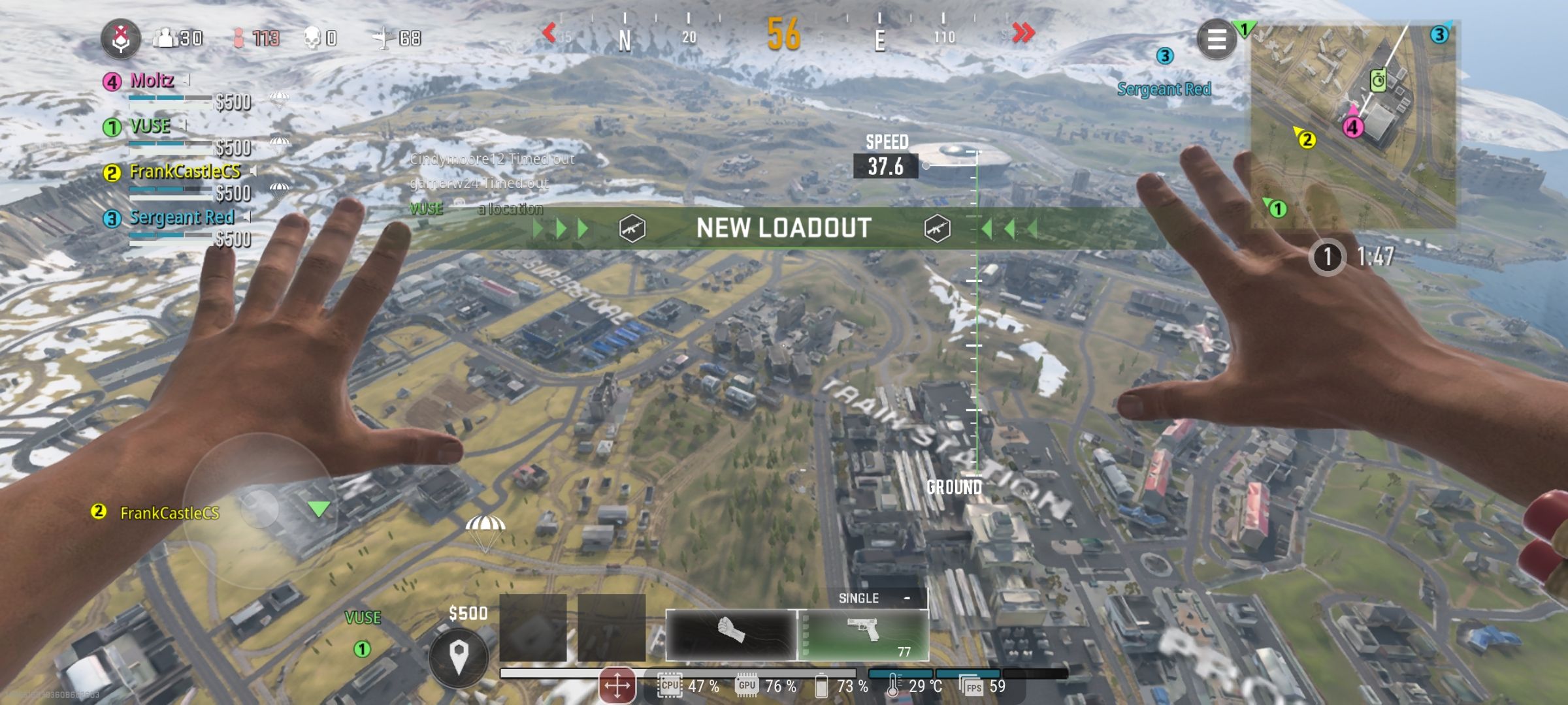 Call of Duty Warzone Mobile screenshot of dropping in