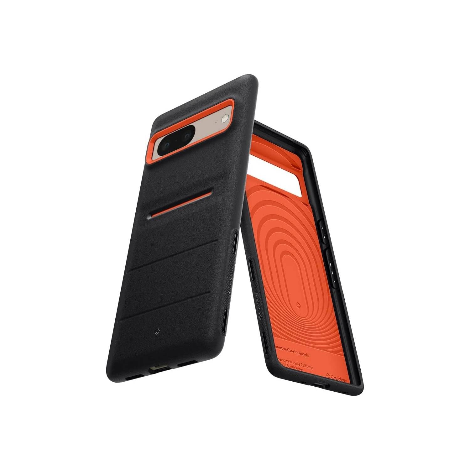 Render of Caseology Athlex for Pixel 7 on a white background showing the rear panel and inner lining of the case