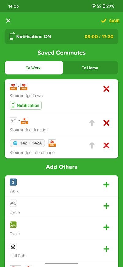 citymapper app saved trips to work